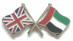 Union Jack and U.A.E.  Friendship Courtesy Enamel Lapel Pin Badge image 0