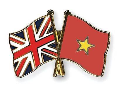 United Kingdom & Vietnam Friendship Flags Enamel Lapel Pin Badge image 0