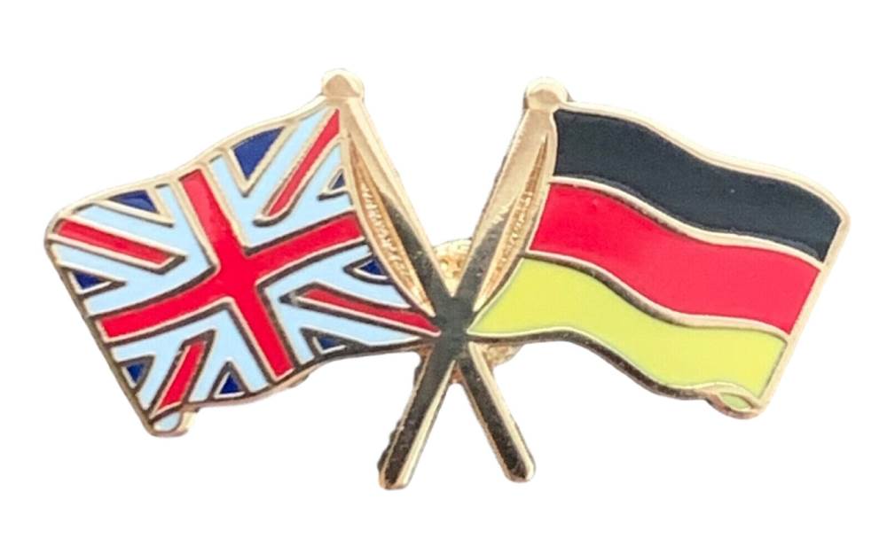 Union Jack & Germany Flags Friendship Courtesy  enamel  Lapel Pin Badge T147 image 0
