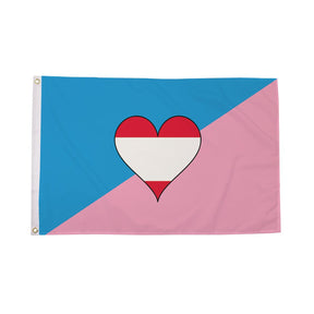 Age Play Pride Flag 5ft x 3ft with blue pink and heart design