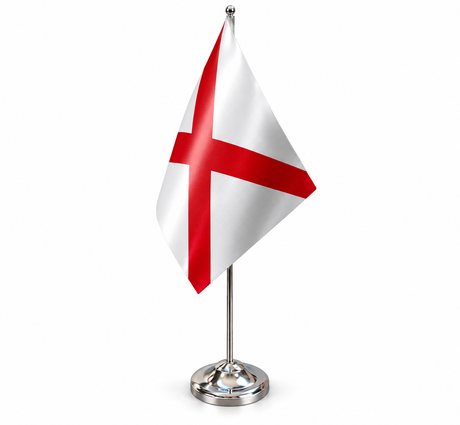 Alabama satin table flag 9 x 6 inches on telescopic chrome pole and round base