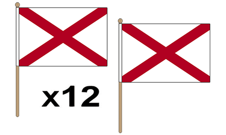 Flagmania Alabama wooden hand flags, 9x6 inch, pack of 12, no bases