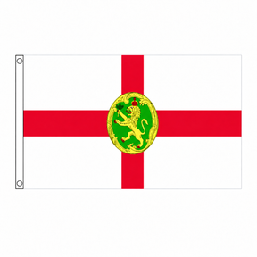 Alderney Flag centred on square white background