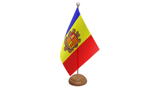 Flagmania Andorra wooden hand flags, 9x6 inch, pack of 12, no bases