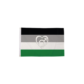 Androphilia Pride Flag 5ft x 3ft in black grey white and green