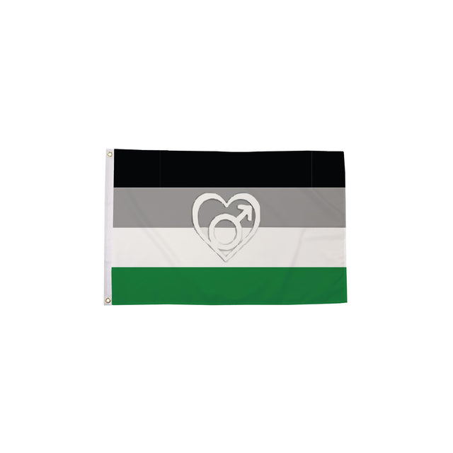 Androphilia Pride Flag 5ft x 3ft in black grey white and green