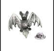 Antique finish pewter bat lapel pin badge with clutch fastening