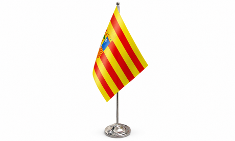 Aragon satin table flag 9 x 6 inches with telescopic chrome pole and round base