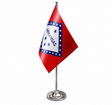 Arkansas satin table flag 9 x 6 inches with telescopic chrome pole and round base