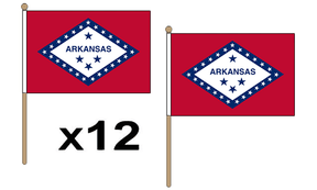 Flagmania Arkansas wooden hand flags, 9x6 inch, pack of 12, no bases