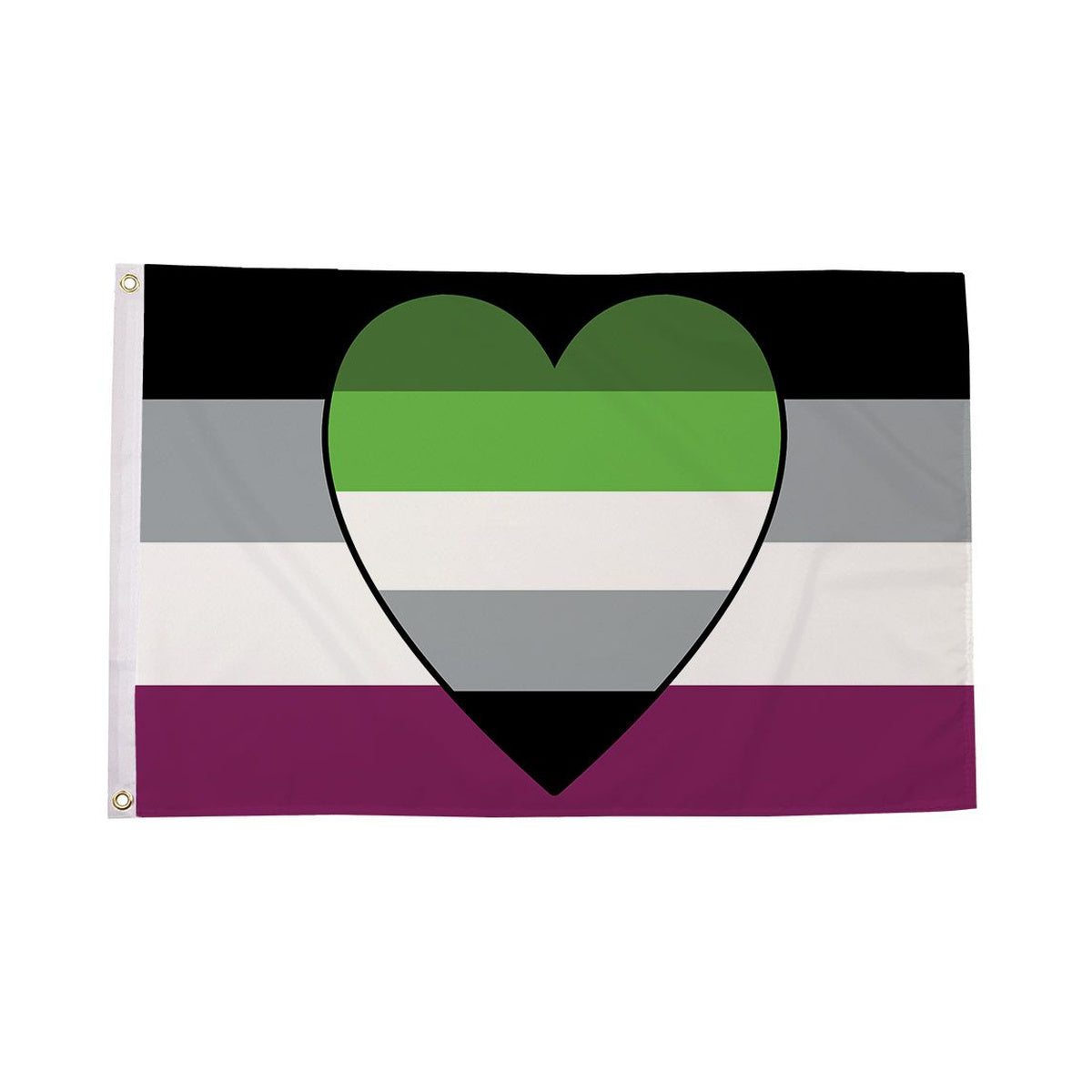 AroAce Aromantic Asexual Pride Flag 5ft x 3ft with heart design