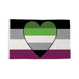 AroAce Aromantic Asexual Pride Flag 5ft x 3ft with heart design
