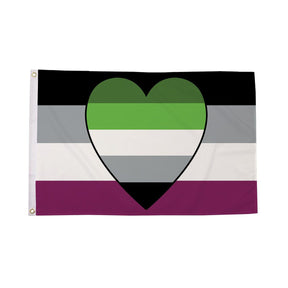 AroAce Aromantic Asexual Pride Flag 5ft x 3ft with heart design