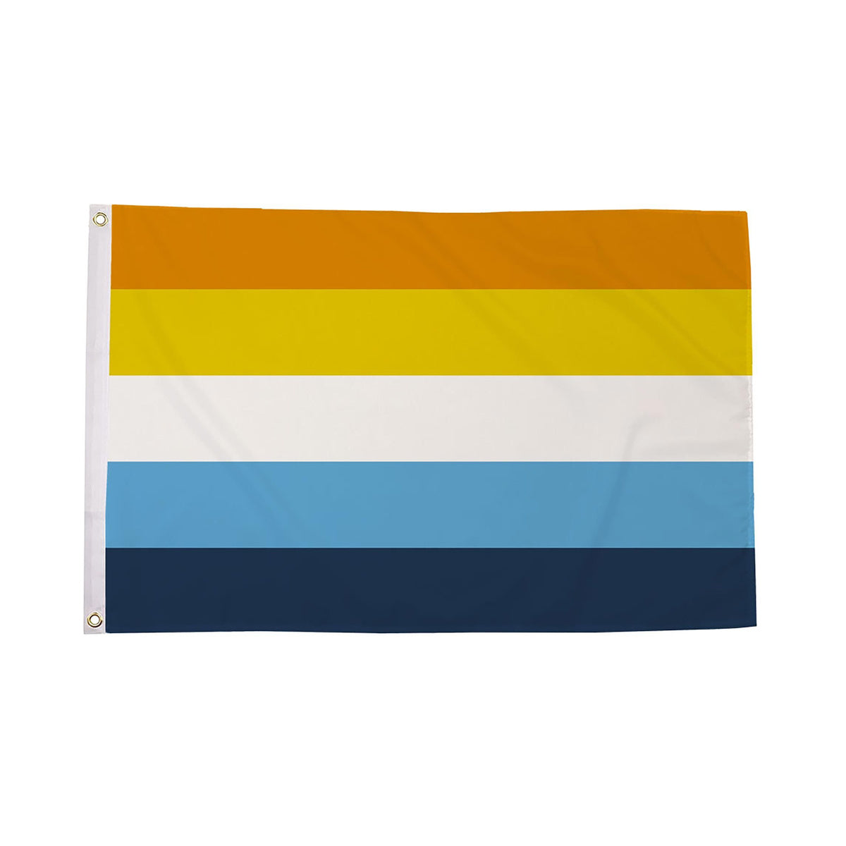 Aroace Pride Flag 5ft x 3ft orange yellow white and blue striped design