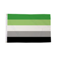 Aromantic Pride Flag 5ft x 3ft green white grey and black striped design