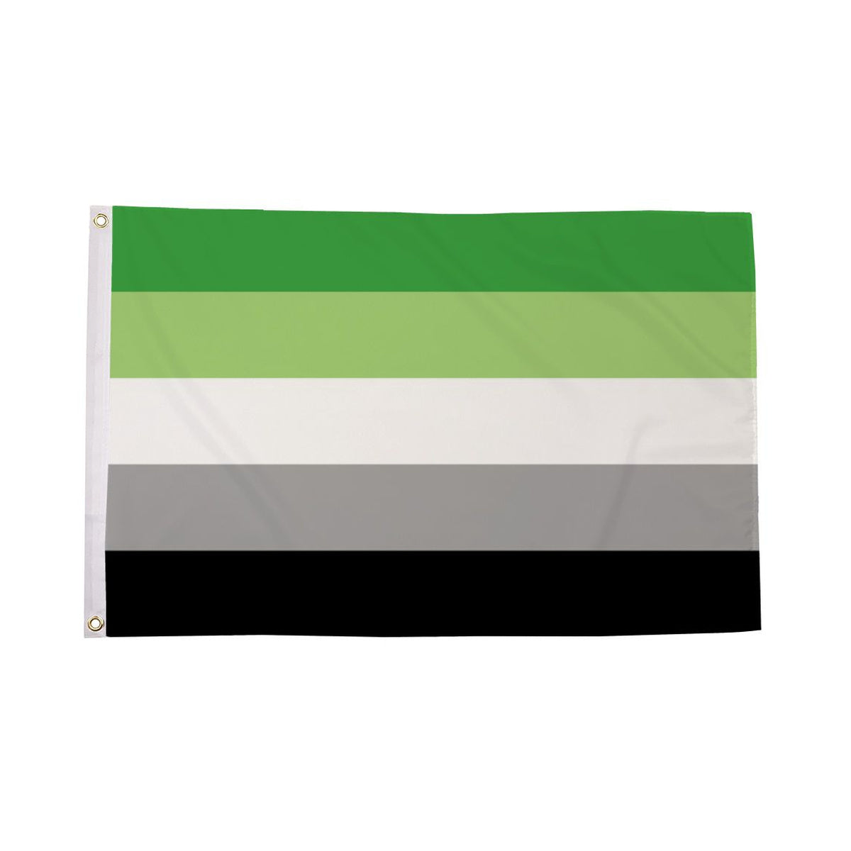 Aromantic Pride Flag 5ft x 3ft green white grey and black striped design