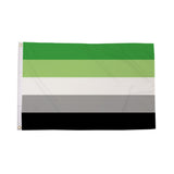 Aromantic Pride Flag 5ft x 3ft green white grey and black striped design