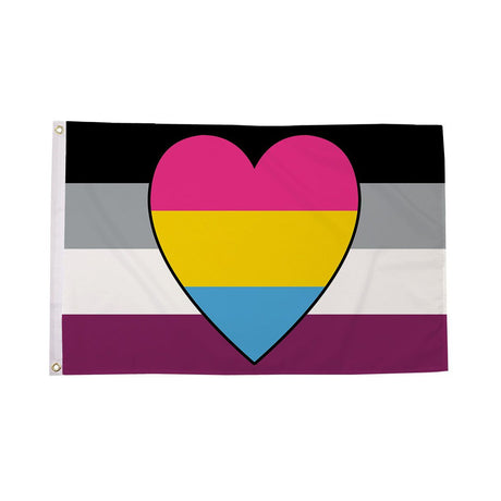 Asexual Panromantic Pride Flag 5ft x 3ft with pink yellow and blue heart
