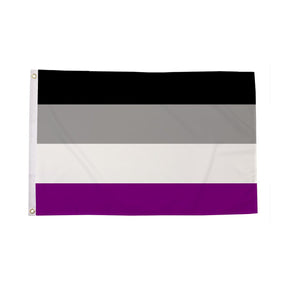 Asexual Pride Flag 5ft x 3ft black grey white and purple striped design