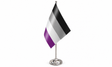 Asexual Pride satin table flag 9 x 6 inches with telescopic chrome pole and round base