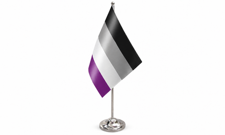 Asexual Pride satin table flag 9 x 6 inches with telescopic chrome pole and round base