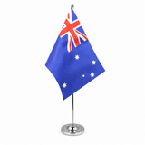 Australia satin table flag 9 x 6 inches with telescopic chrome pole and round base