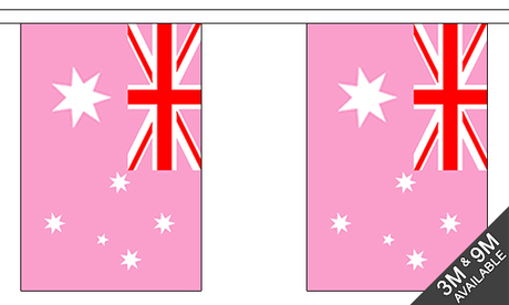 Australia Pink 3 metre bunting, 10 flags - Flagmania