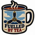 Fuelled By Tea embroidered patch design preview - 110mm