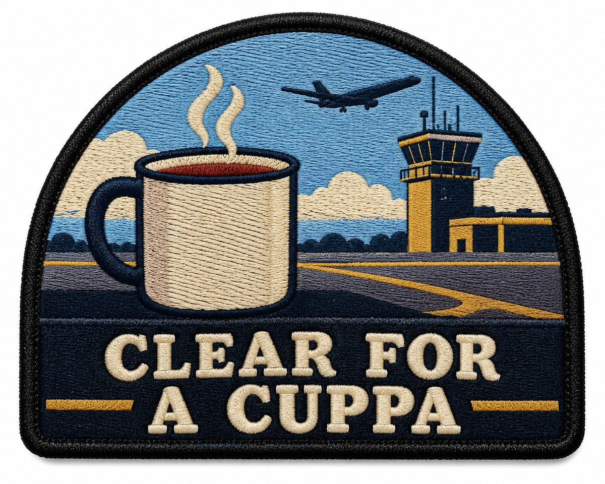 Clear For A Cuppa embroidered patch design preview - 110mm
