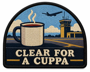 Clear For A Cuppa embroidered patch design preview - 110mm