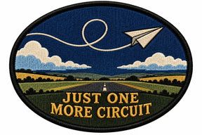 Just One More Circuit embroidered patch design preview - 120mm