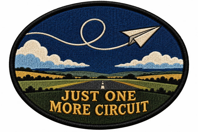 Just One More Circuit embroidered patch design preview - 120mm
