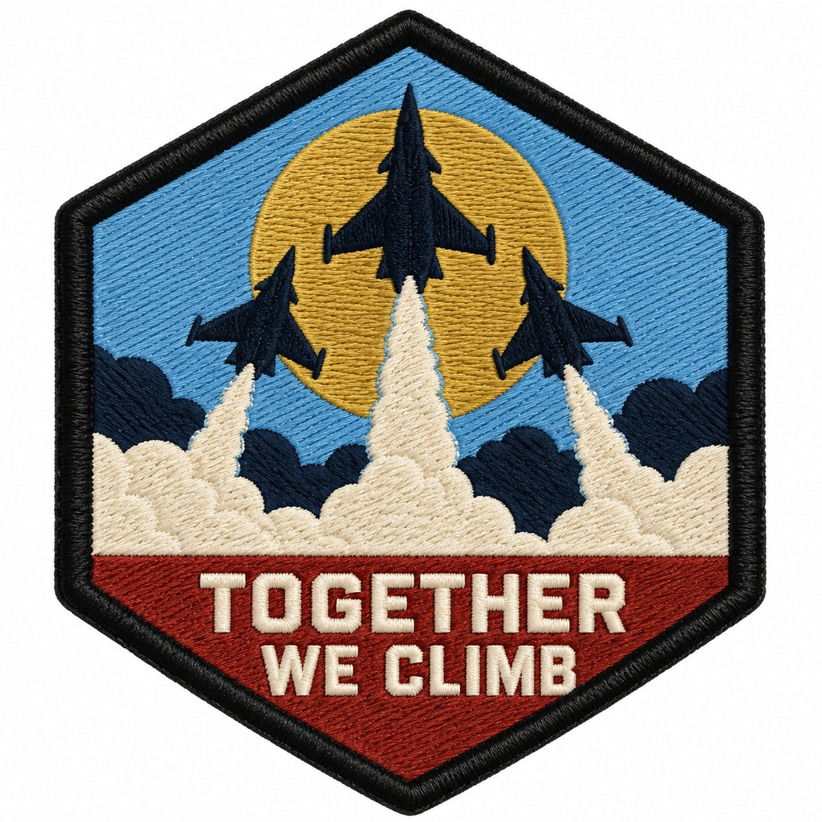 Together We Climb embroidered patch design preview - 110mm