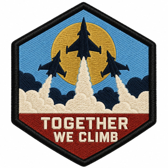 Together We Climb embroidered patch design preview - 110mm