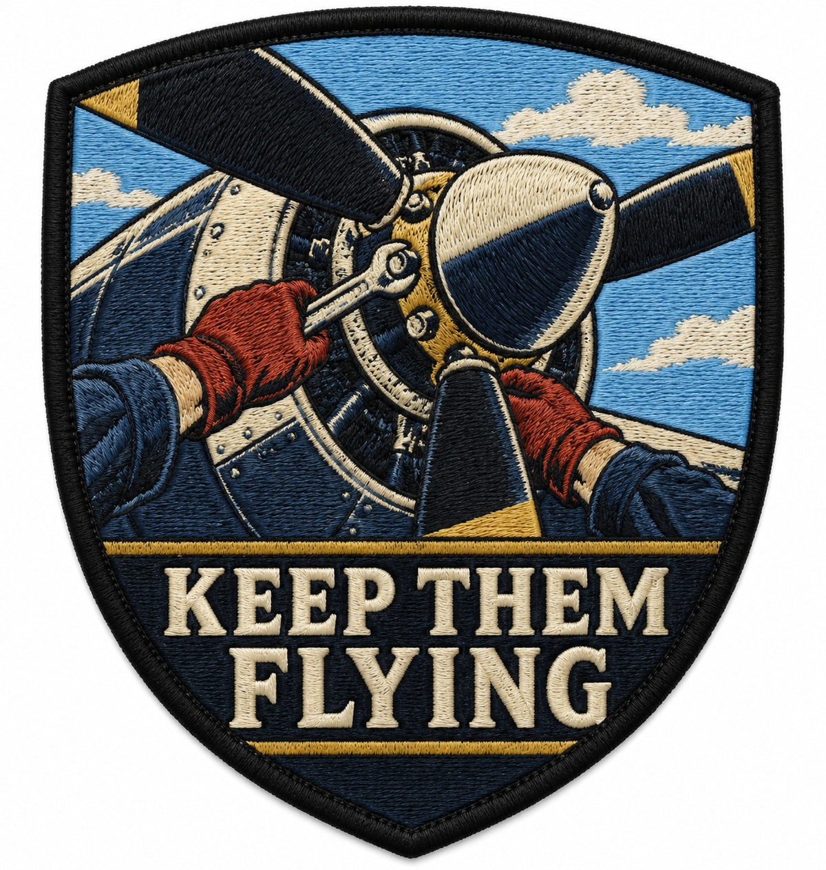 Keep Them Flying embroidered patch design preview - 110mm