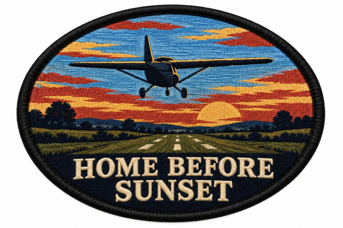 Home Before Sunset embroidered patch design preview - 110mm