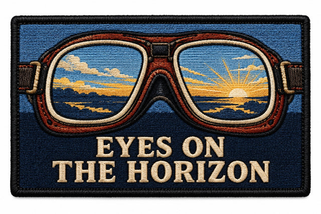 Eyes On The Horizon embroidered patch design preview - 120mm