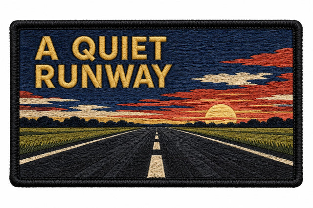 A Quiet Runway embroidered patch design preview - 120mm