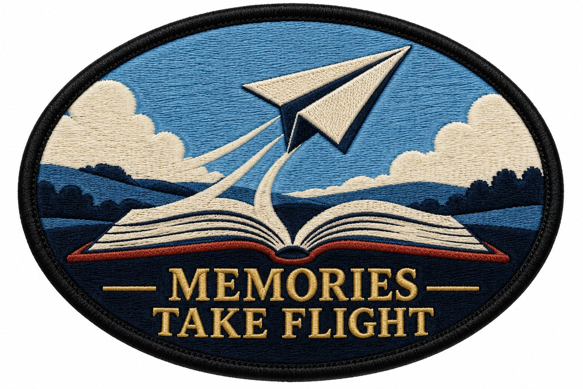 Memories Take Flight embroidered patch design preview - 120mm