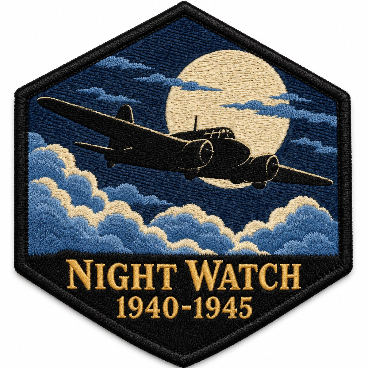 Night Watch 1940 1945 embroidered patch design preview - 130mm