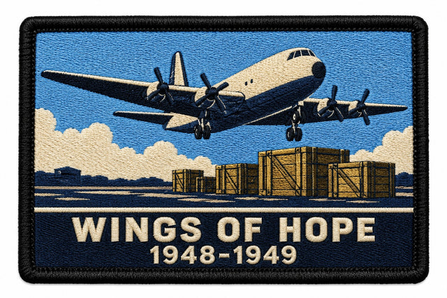 Wings Of Hope 1948 1949 embroidered patch design preview - 130mm