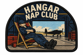 Hangar Nap Club embroidered patch design preview - 110mm