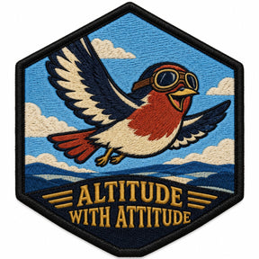 Altitude With Attitude embroidered patch design preview - 120mm
