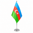 Azerbaijan satin table flag 9 x 6 inches with telescopic chrome pole and round base