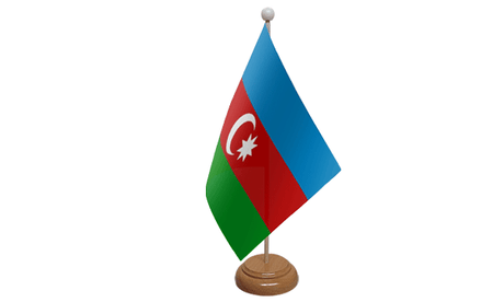 Flagmania Azerbaijan wooden hand flags, 9x6 inch, pack of 12, no bases
