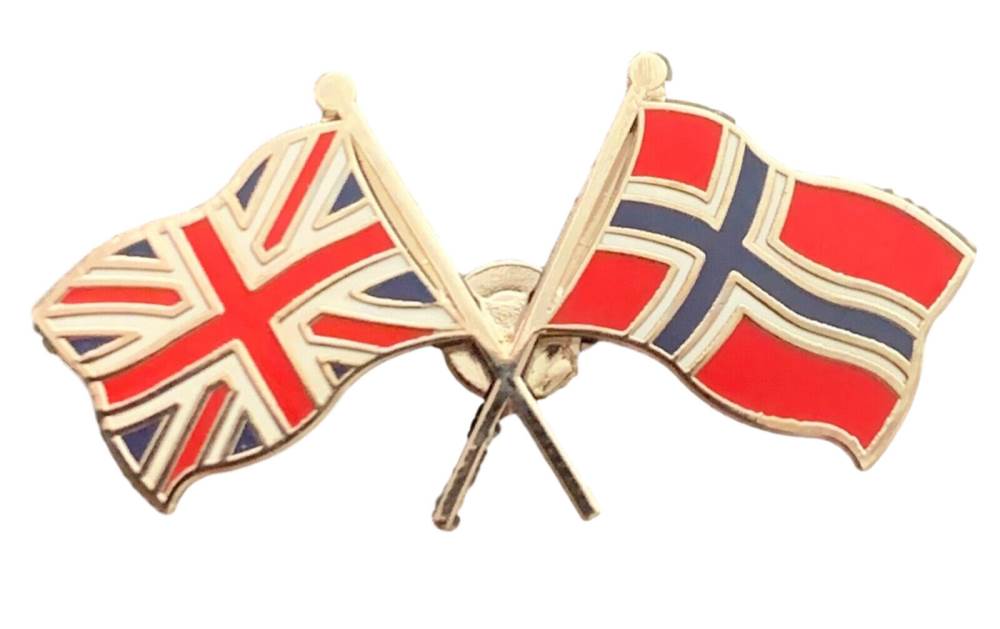Union Jack & Norway Flags Friendship Courtesy enamel Lapel Pin Badge T183 image 1