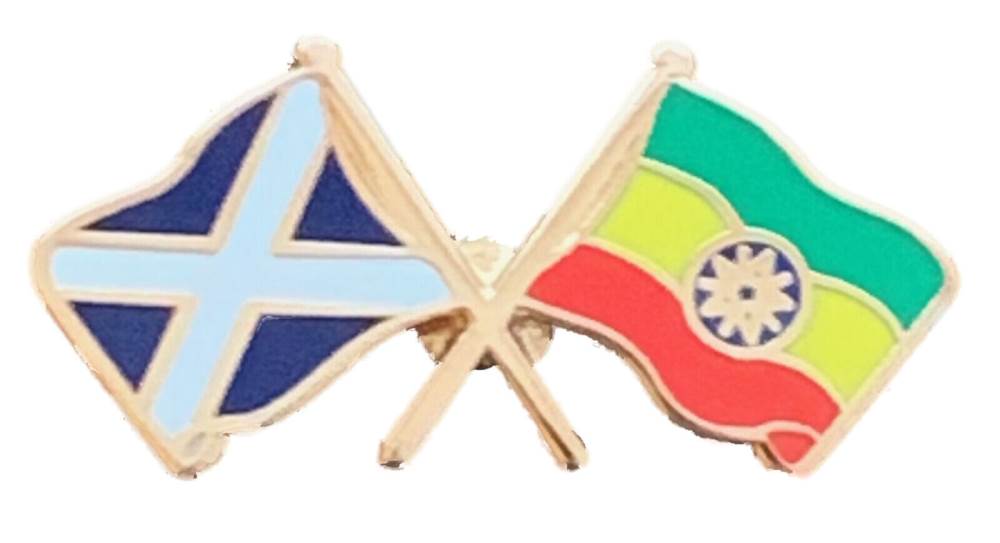 Scotland & Ethiopia Star Flags Friendship Courtesy Enamel Lapel Pin Badge T1259 image 0