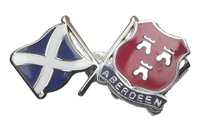 Scotland Saltire & Aberdeen City Crest Friendship National Enamel Lapel Badge image 0