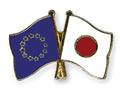 EU European Union & Japan Flags Friendship Courtesy Enamel Lapel Pin Badge image 0