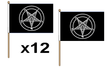 Flagmania Baphomet Church of Satan wooden hand flags, 9x6 inch, pack of 12, no bases